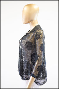 Vintage 1920s Black Scallop Lace Top