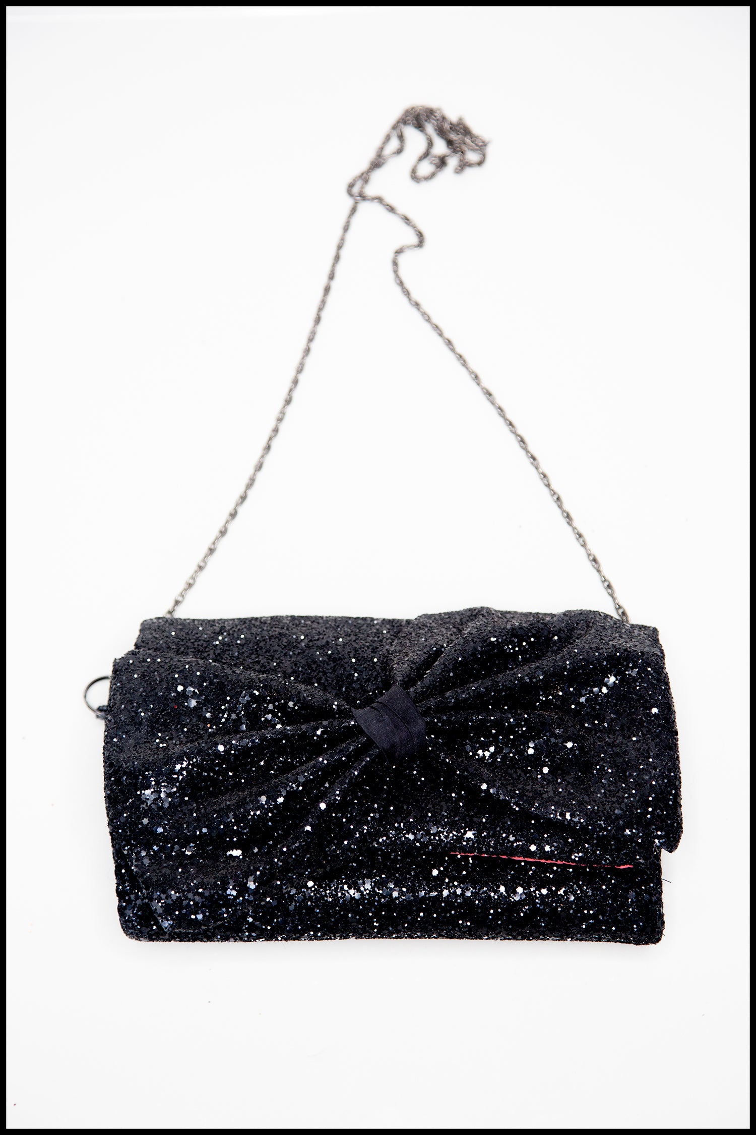 Glitter ブラック バッグ Kate Spade Black Tinsel Glitter Fabric Flap Crossbody-Black