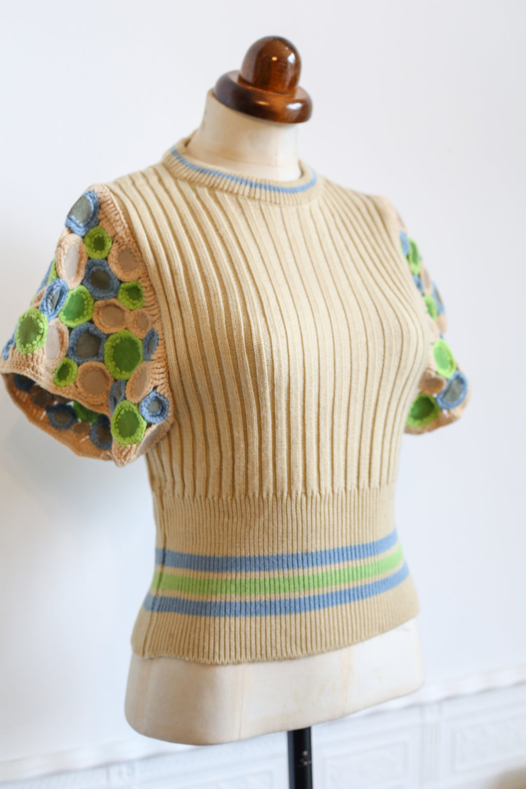vintage 70s wenjilli knit crotchet sweater