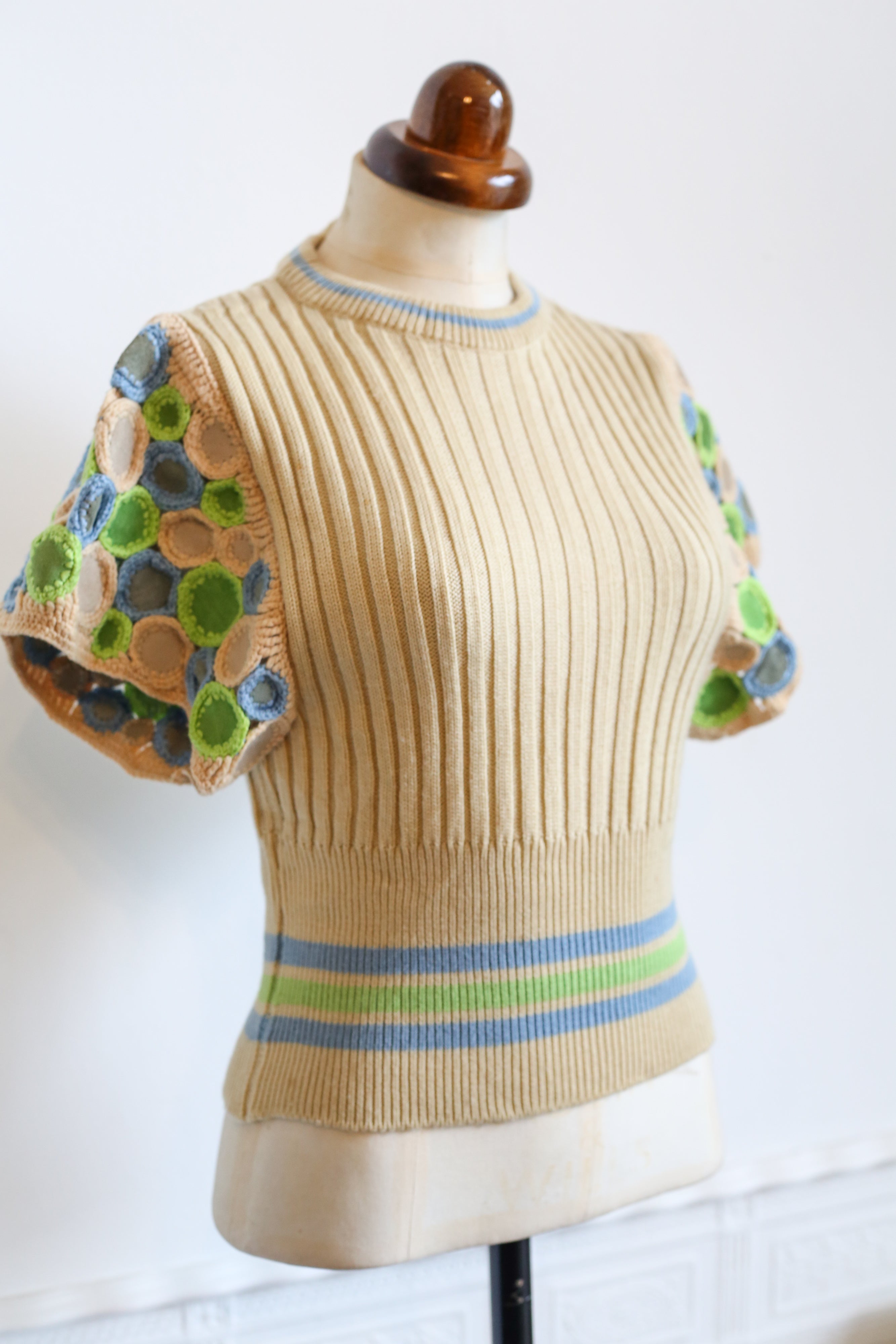 vintage 70s wenjilli knit crotchet sweater