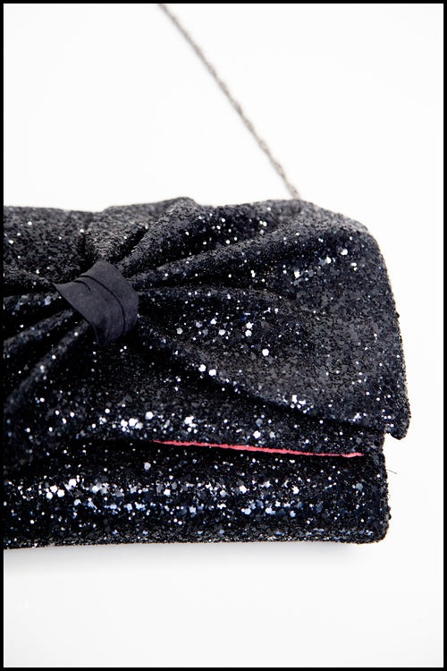 Crawford - Black Glitter Clutch Bag