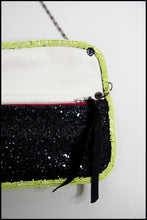 Green Black Glitter Beaded Evening Purse
