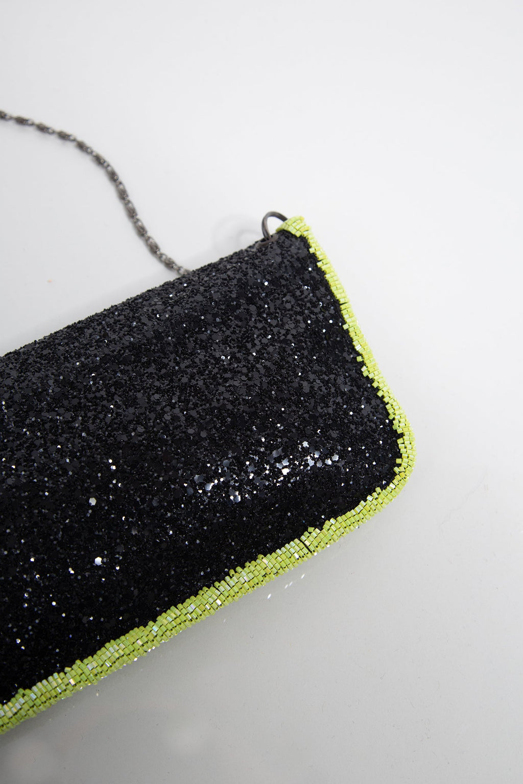 Green Black Glitter Beaded Evening Purse