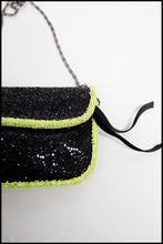 Green Black Glitter Beaded Evening Purse