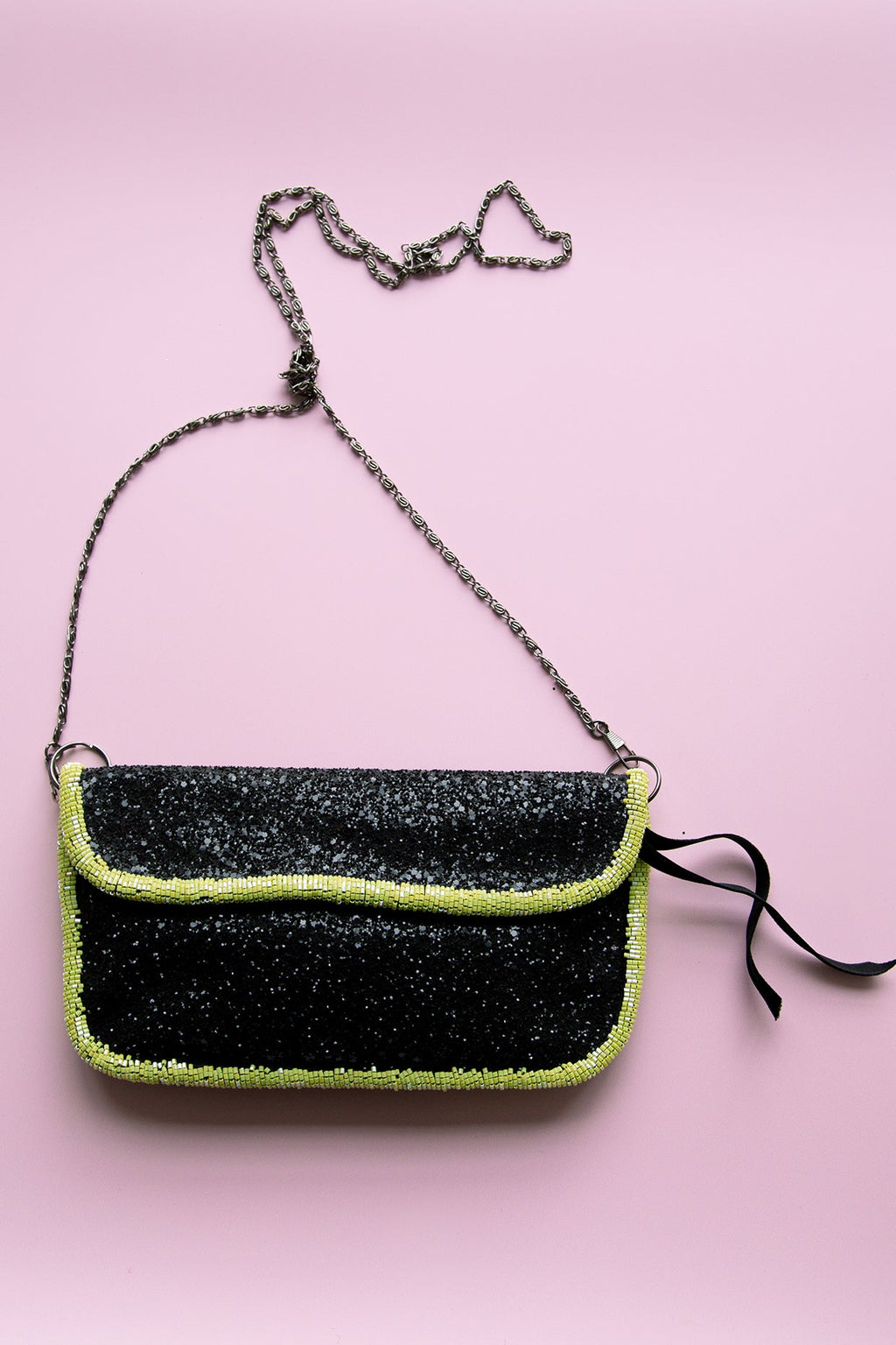 hand crafted black beaded evening bag by Alexandra King