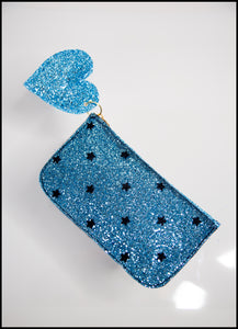 Purse - Blue Star Glitter Tulle Pouch Purse