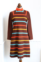 Vintage 1970s Brown Stripe Mini Dress