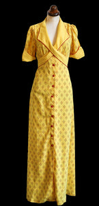 RESERVED Vintage 1970s Yellow Crepe Maxi Dress