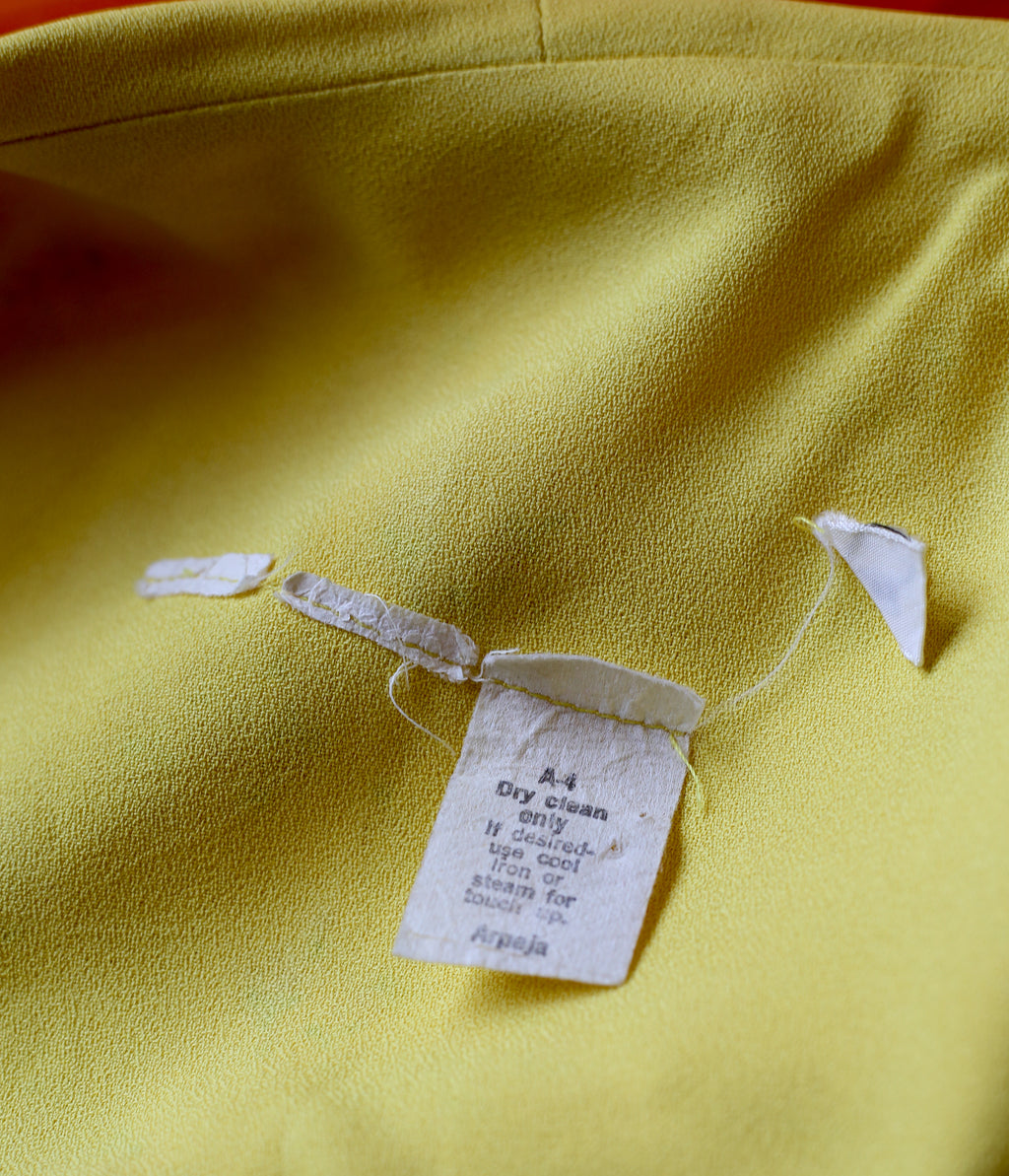 RESERVED Vintage 1970s Yellow Crepe Maxi Dress