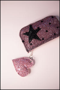 Pink Star Glitter Tulle Pouch Purse
