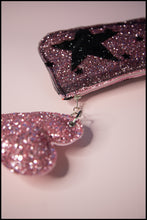 Pink Star Glitter Tulle Pouch Purse