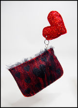 Red Glitter Heart Tulle Pouch Purse