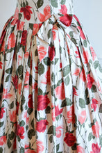 Vintage 1950s Rose Print Cotton Tea Dress