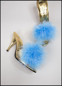 Fluffies - Powder Blue Feather Pompom Shoe Clips