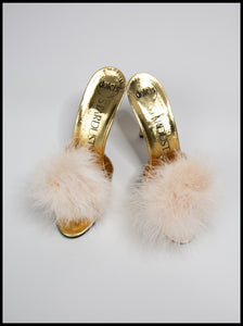 Fluffies - Ivory / Champagne Feather Pompom Shoe Clips