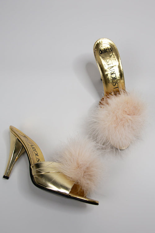 bridal feather pompom shoe clips made in england by designer Alexandra King