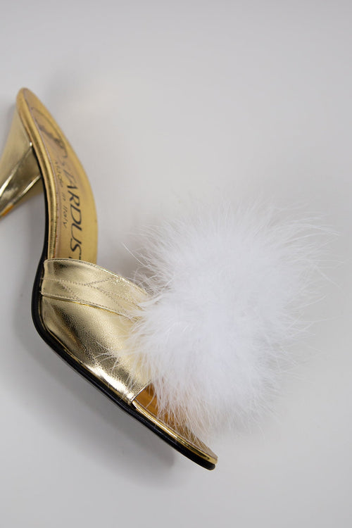 bridal white feather pompom shoe clips made in england by designer Alexandra King