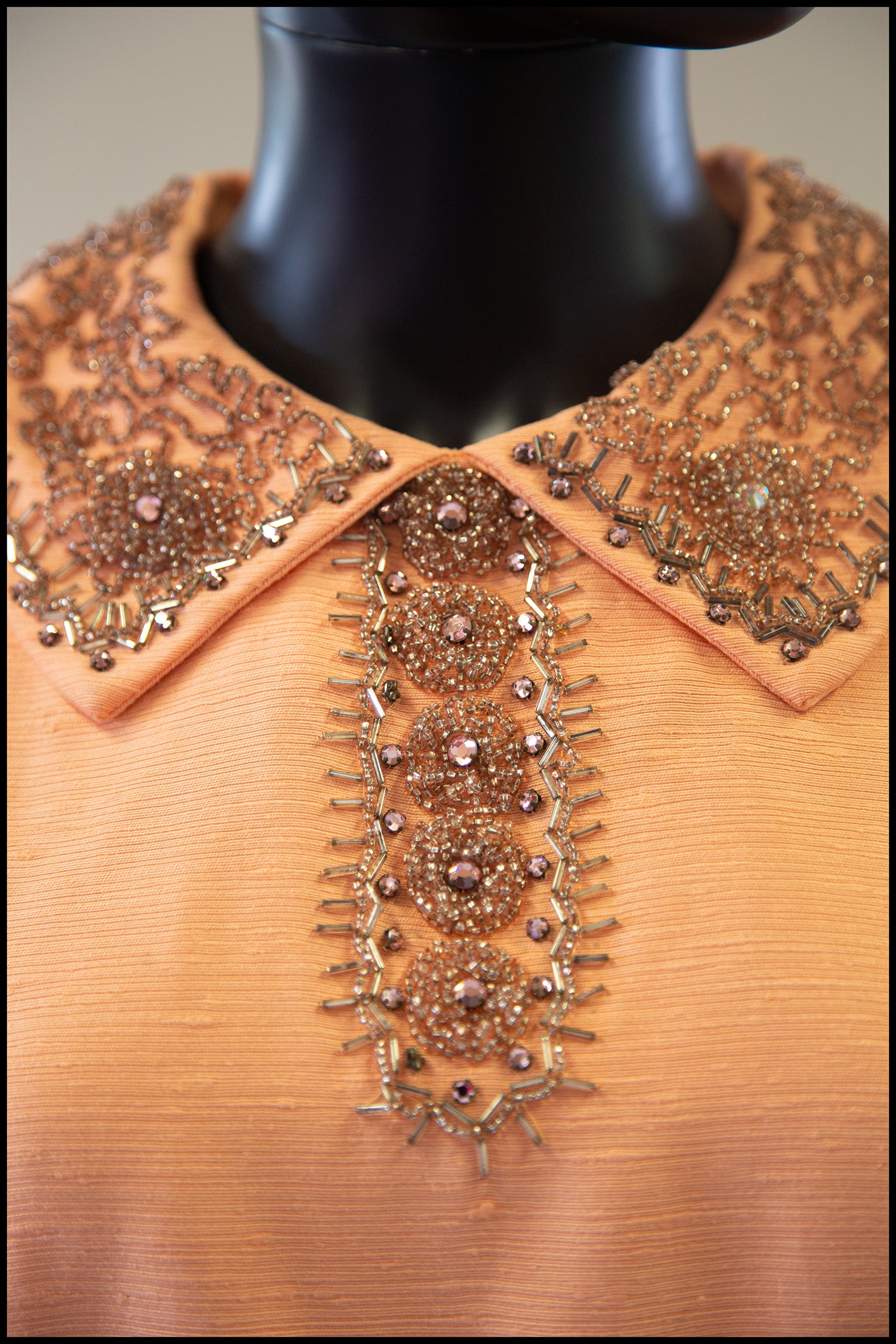 Vintage 1960s Beaded Peach Mini Dress