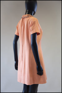 Vintage 1960s Beaded Peach Mini Dress