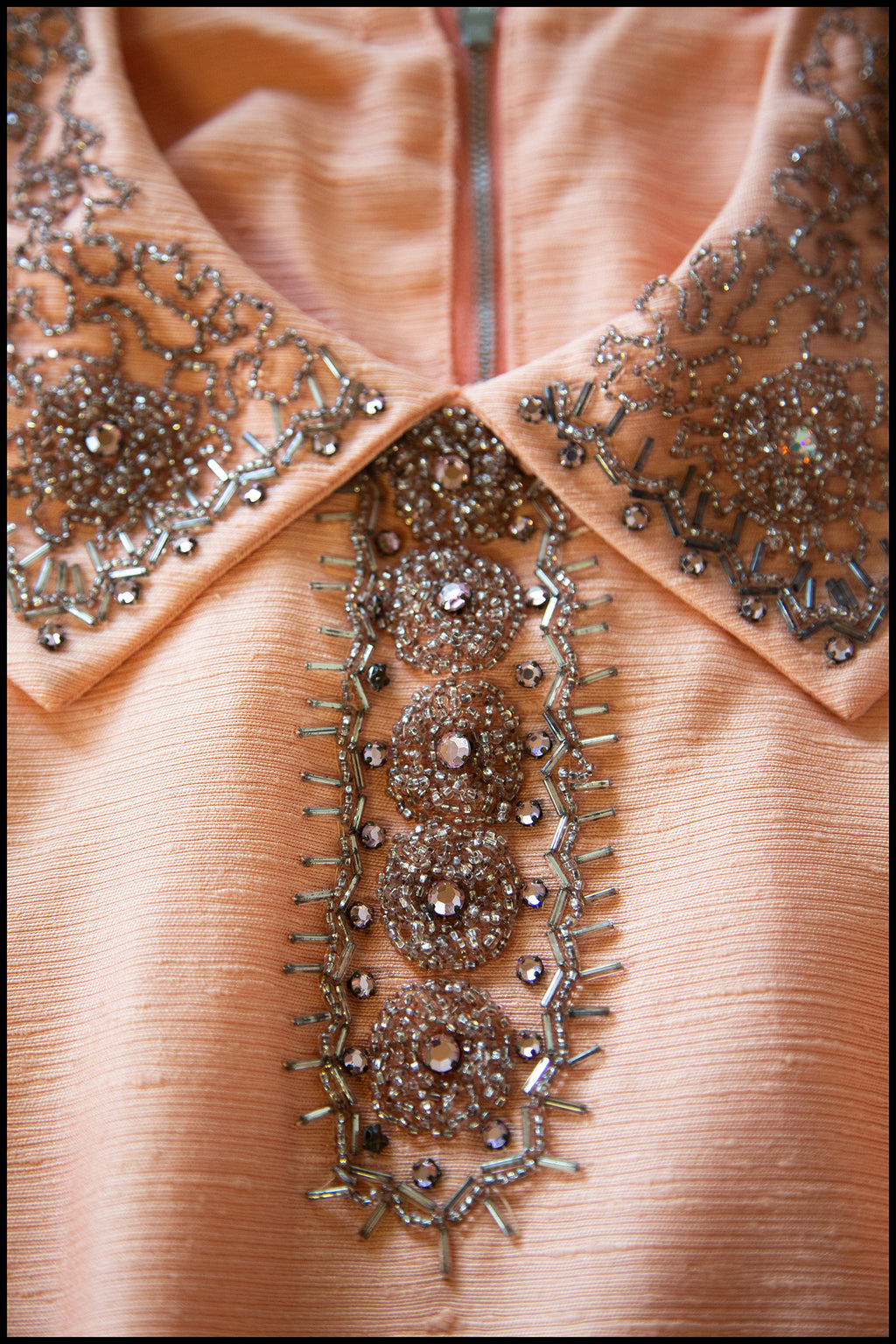 Vintage 1960s Beaded Peach Mini Dress