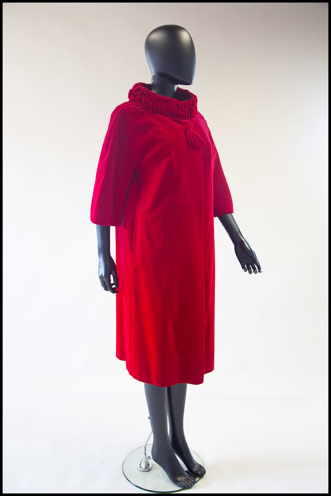 Vintage 1950s Red Velvet Evening Coat
