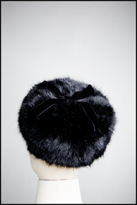 Black Powder Puff Faux Fur Hat