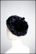 Black Powder Puff Faux Fur Hat