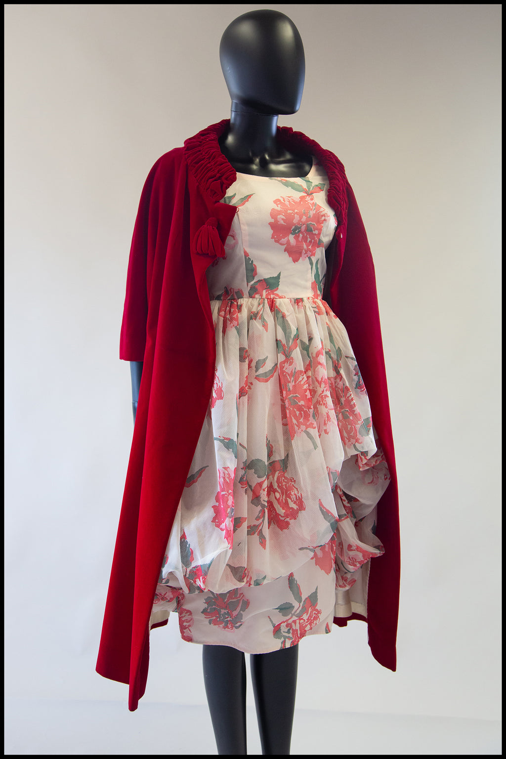 Reserved - Vintage 1950s Peony Pink Puffball Dress