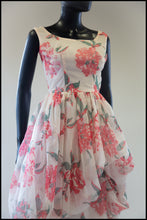 Reserved - Vintage 1950s Peony Pink Puffball Dress