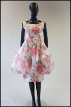 Reserved - Vintage 1950s Peony Pink Puffball Dress