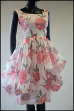 Reserved - Vintage 1950s Peony Pink Puffball Dress