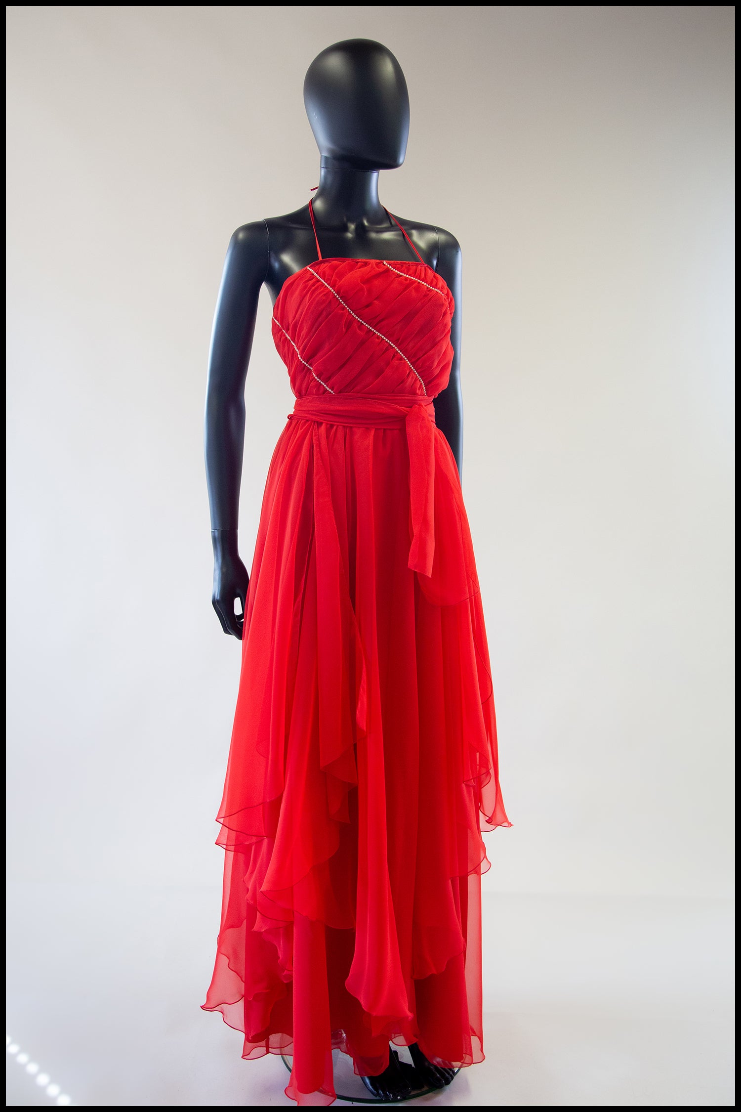 open lace back dress Red Chiffon dress main image 1