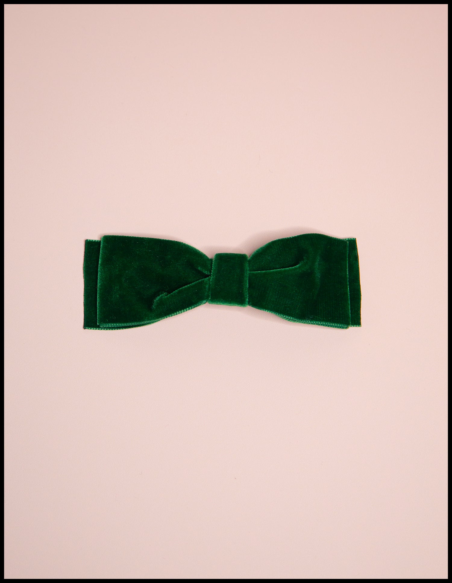 Green Velvet Hair Bow Barrette