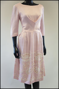 Vintage 1950s Pale Pink Beaded Dress