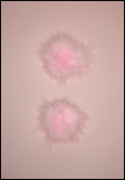 Fluffies - Pink Feather Pompom Shoe Clips