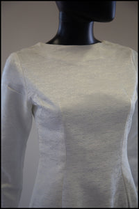 Vintage 1960s White Sateen Wedding Dress and Overskirt