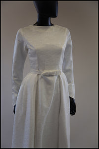 Vintage 1960s White Sateen Wedding Dress and Overskirt