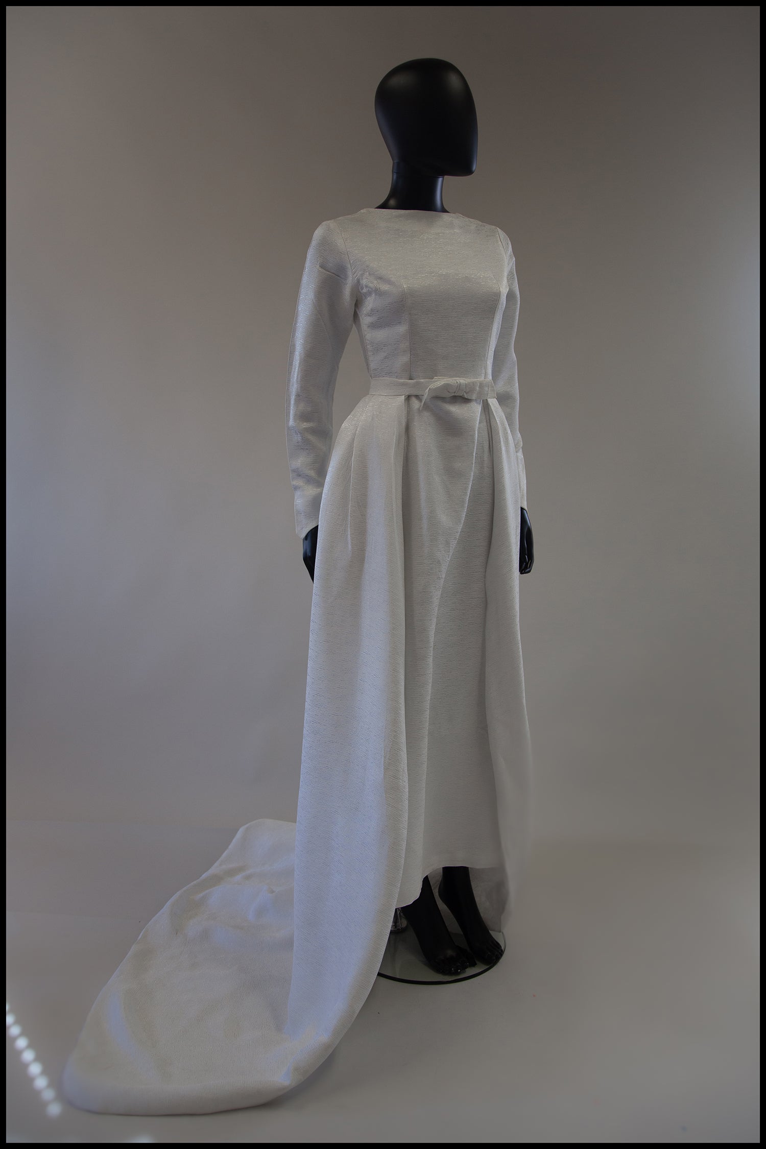 Vintage 1960s White Sateen Wedding Dress and Overskirt – ALEXANDRA-KING