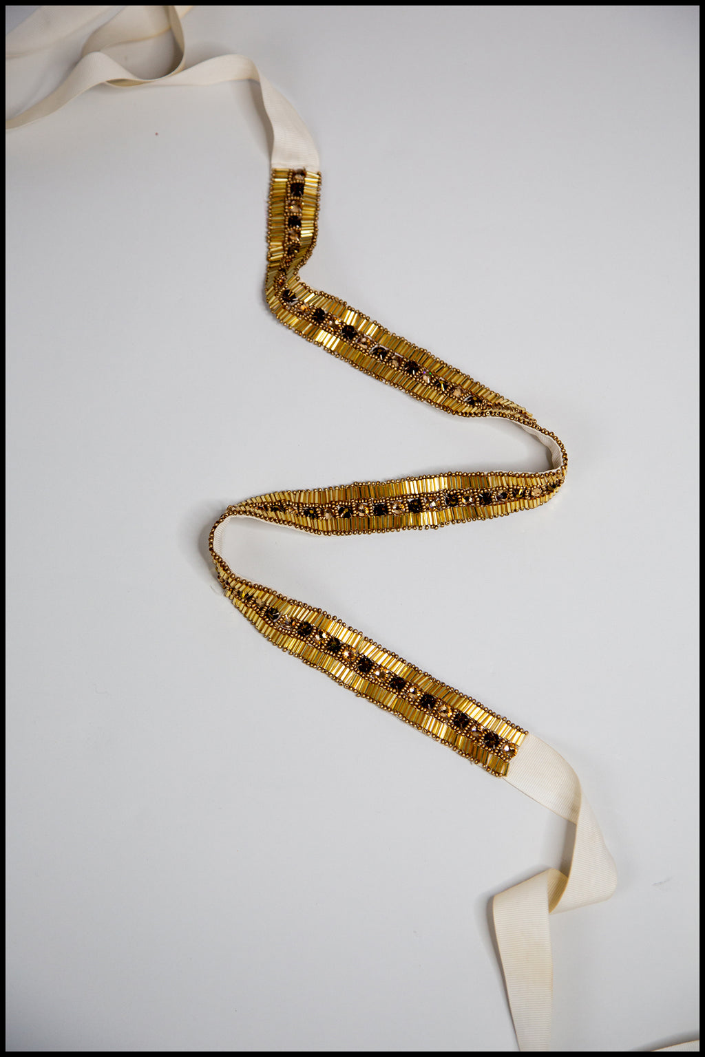 Gold Art Deco Crystal Beaded Belt  ALEXANDRA-KING