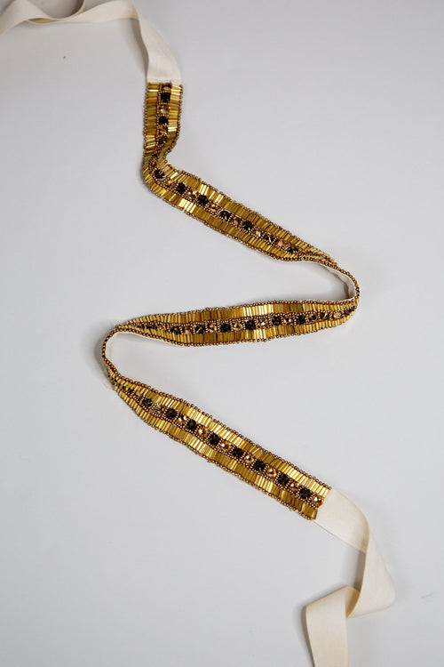 gold bead and crystal belt