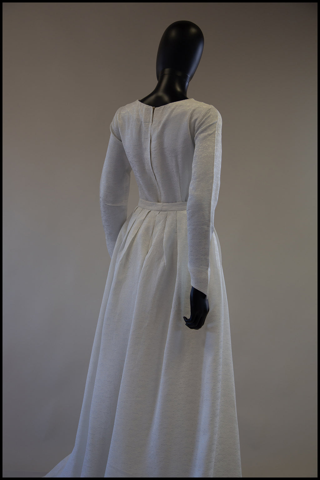 Vintage 1960s White Sateen Wedding Dress and Overskirt