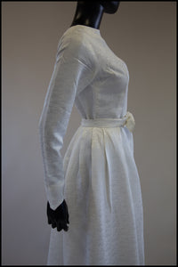 Vintage 1960s White Sateen Wedding Dress and Overskirt