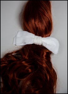 Ivory Velvet Hair Bow Barrette