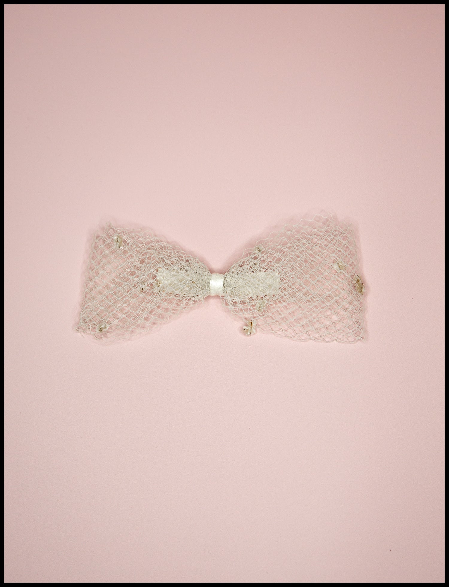 Cream Net Hair Bow