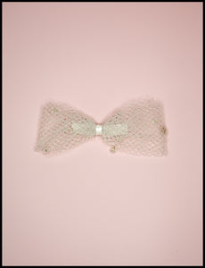 Cream Net Hair Bow