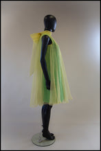 Vintage 1960s Yellow Green Organza Trapeze Dress