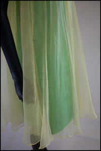 Vintage 1960s Yellow Green Organza Trapeze Dress