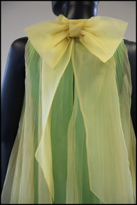 Vintage 1960s Yellow Green Organza Trapeze Dress