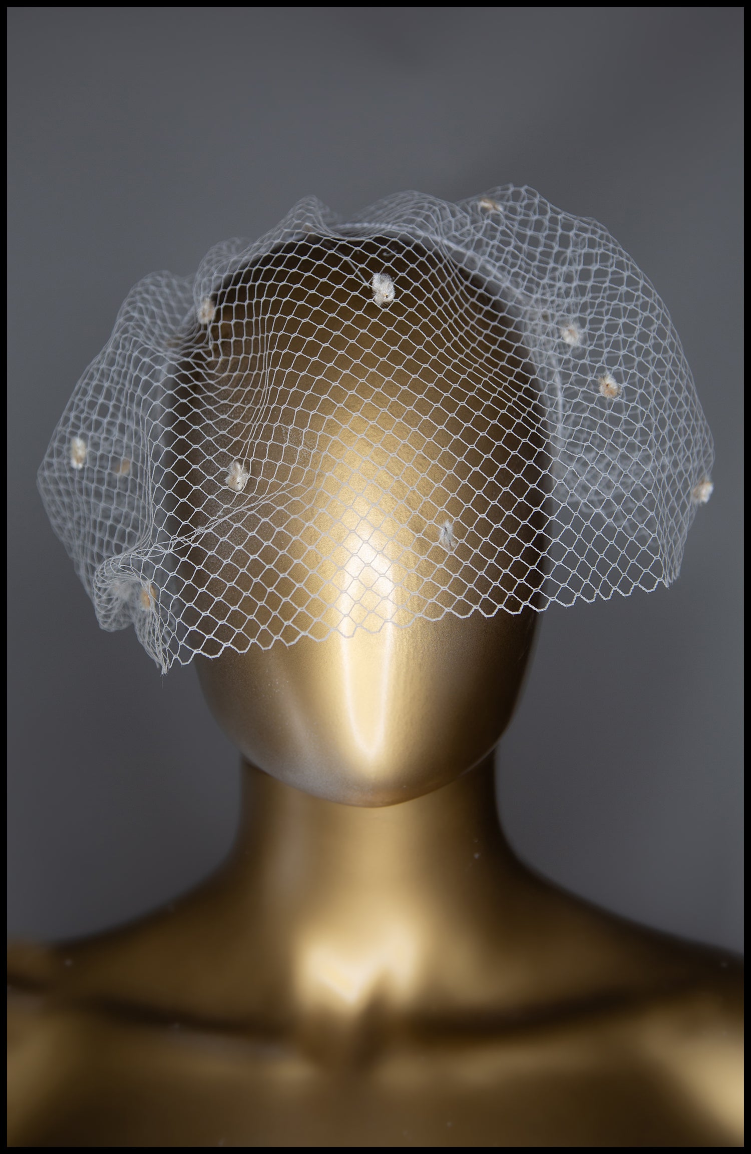 Ivory Dot Birdcage Veil Headpiece
