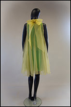 Vintage 1960s Yellow Green Organza Trapeze Dress
